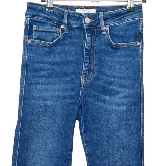 Free People High Rise Jegging Jeans Raw Hem Indigo Blue Women’s Size 27 Skinny - Picture 3 of 13